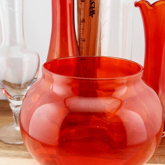 Lot of 5 Unique Vintage Art Glass Blown Vases mismatched color mixed styles - Picture 8 of 10